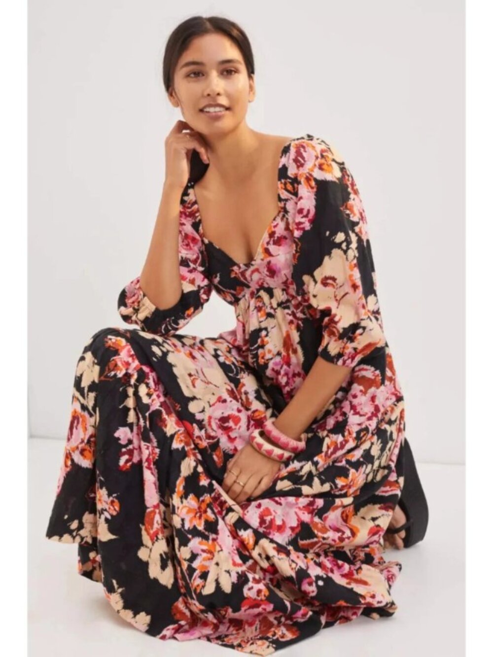 Anthropologie Blossom Maxi Dress Sz XS